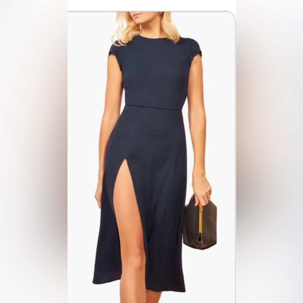 Reformation Gavin Dress Navy